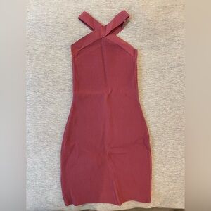 Babaton Cross Strap Burgundy Dress